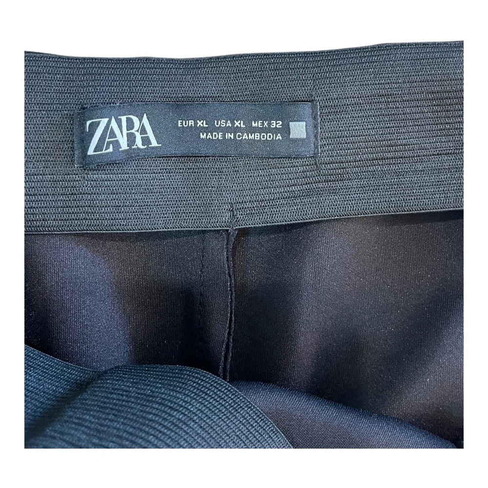 ZARA Suede Women's Pull On Black Ankle Pants Size XL - Picture 7 of 7
